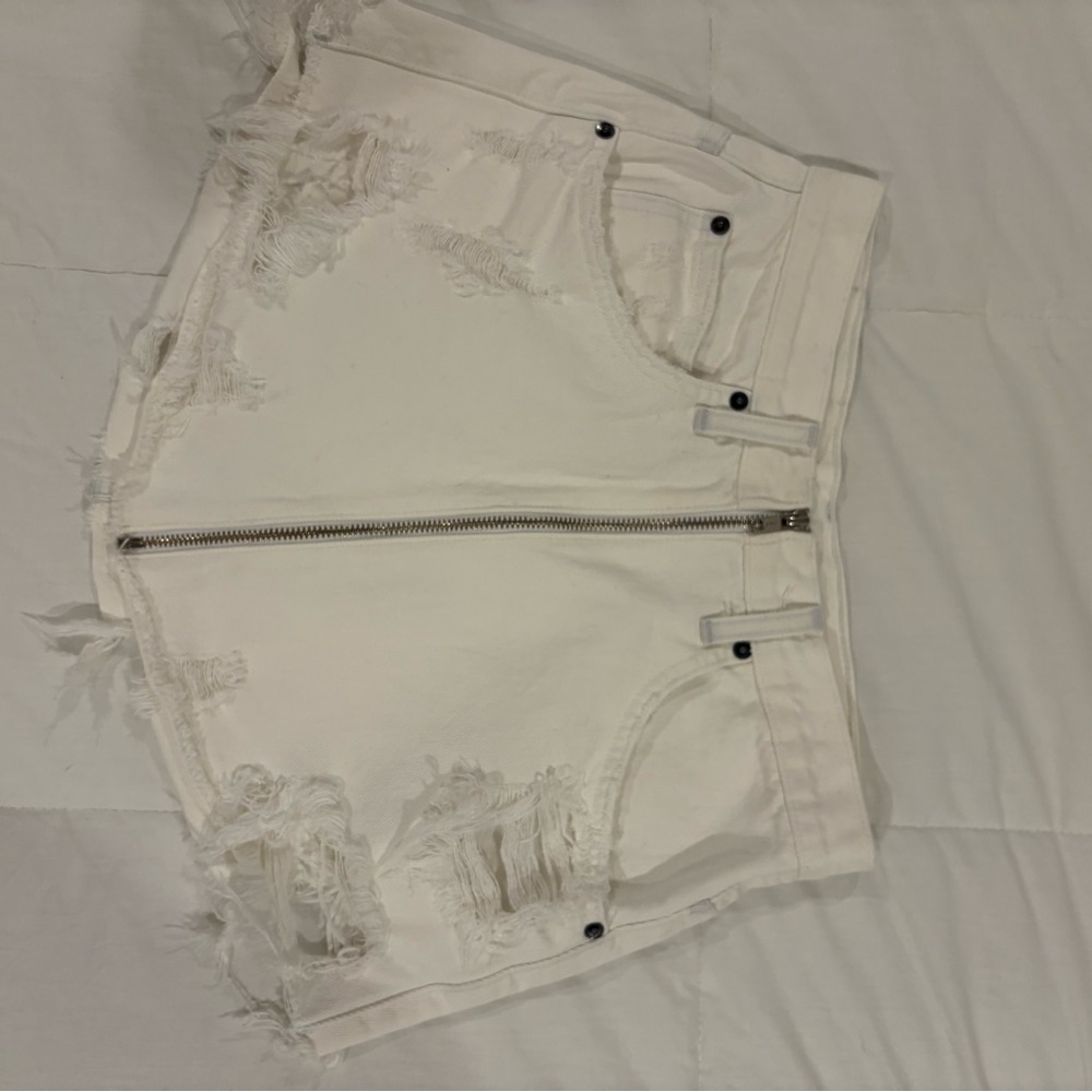 Carmar White Distressed Jean Shorts High-Waisted